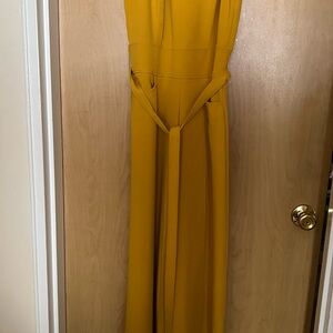 Mustard yellow sleeveless wide leg romper
